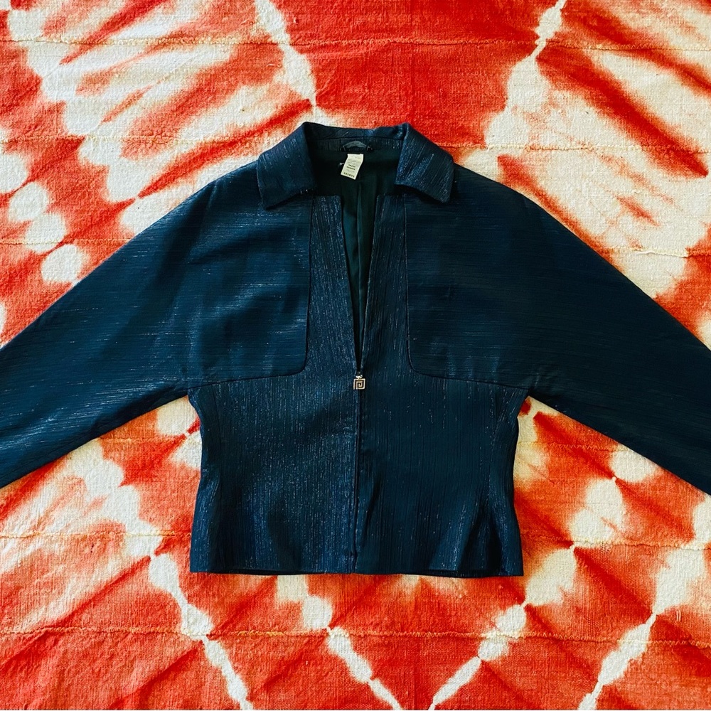 Vintage Gianni Versace blue/black shimmer jacket size L